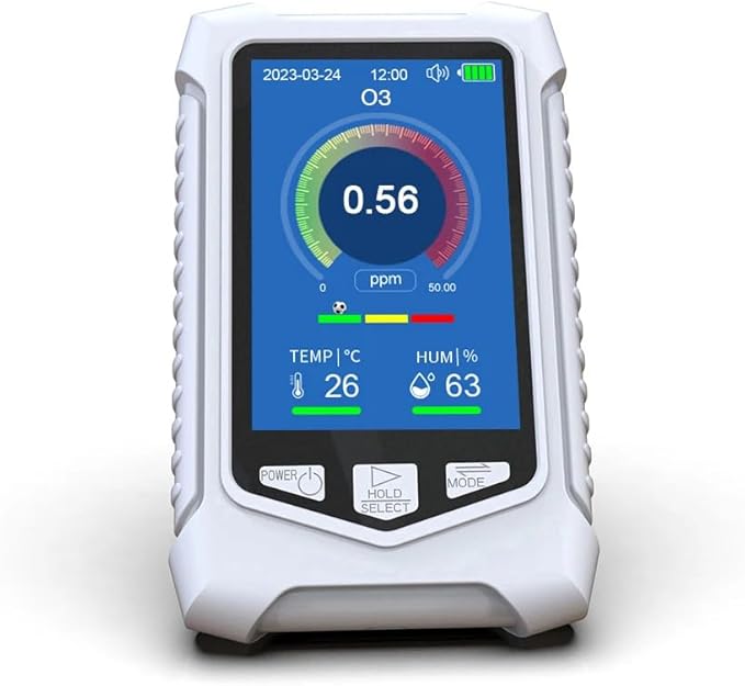 Portable O3 Meter Ozone Detector 3.5 Inch TFT Multifunction Air Quality Monitor for Air Quality Temperature Humidity Detection, Handheld Ozone Meter Tester for Home Office Use by Unknown
