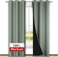 NICETOWN Greyish Green Blackout Curtains 80 inches Long, Full Light Blocking Drapes with Black Liner for Nursery, Thermal Insulated Draperies for Hall, Villa (2 Pieces, 42" Wide Each Panel) by NICETOWN