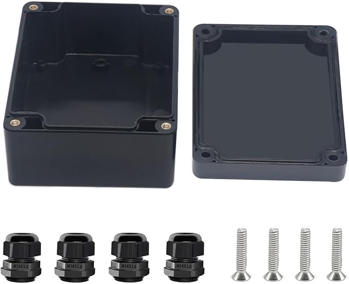 Project Box ABS Black Electrical Boxes IP67 Outdoor Waterproof Box Electronic Junction Box Power Enclosure with Cable Glands for DIY Project 4.5 x 3.5 x 2.2 inch (115x90x55mm) by Otdorpatio
