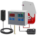 Hygrometer Thermometer Alarm, 12V High/Low Temperature and Humidity Monitor, 0~120dB Adjustable Audible/Visual Thermostat Controller with External Output Option for Room/Grow Tent/Farm/Cellar/Reptile by Unknown