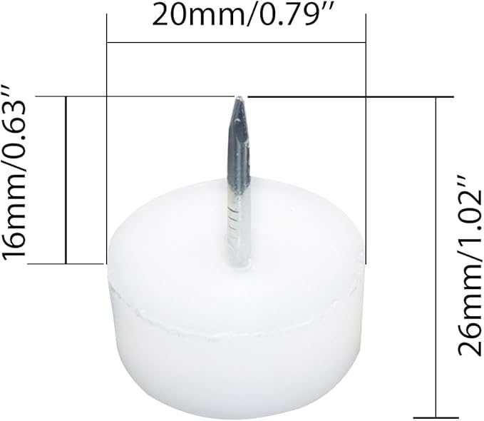 20 Pcs Furniture Feet Nail Plastic Glide Nails Round Chair Table Leg Protector Pads 0.79×0.79inch White - Image 2