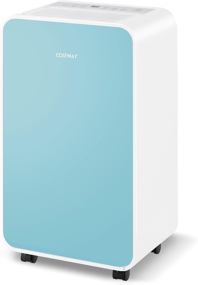 COSTWAY 2500 Sq. Ft Dehumidifier for Basement, 32 Pints Portable Quiet Dehumidifier for Bedroom Bathroom with Sleep Mode, 24H Timer, Auto Shut Off, Auto Defrost & Drain Hose (Navy) by COSTWAY