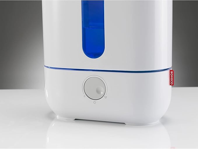 BONECO 1 Gallon Whisper Quiet Cool Mist Ultrasonic Humidifier for Large Room with LED Light, Control Knob, and Essential Oil Holder, White - Image 4