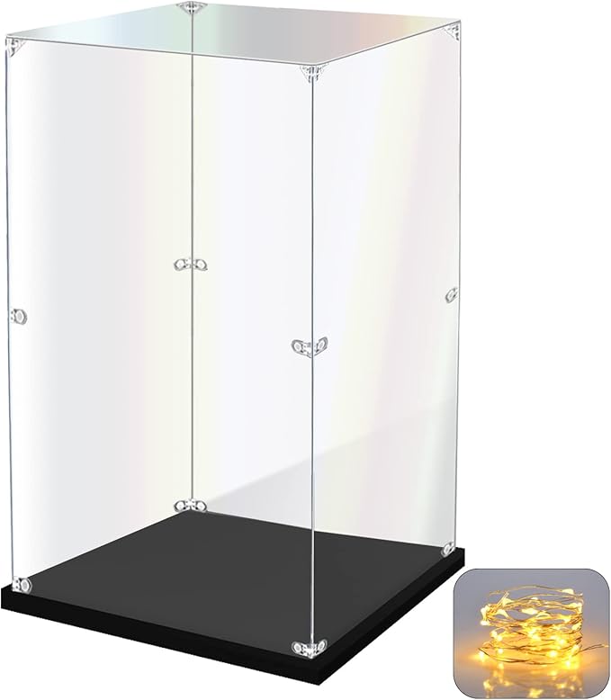 Acrylic Display Case for Collectibles Assemble Clear Acrylic Display Box for Lego Alternative Glass Case for Showcasing Figures Doll Toys Home Storage(8x8x14 inch, 20x20x35 cm) by KOLIPI