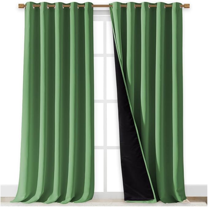 NICETOWN Full Shading Curtains for Windows, Forest Green, Pack of 2, 70 inches W x 95 inches L, Super Heavy-Duty Black Lined Blackout Curtains for Bedroom, Privacy Assured Window Treatment - Image 2