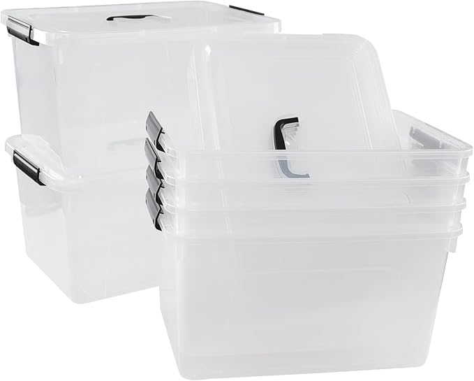 18 Liters Storage box with lid, Clear Plastic Storage Totes with Handles Set of 6 - Image 7