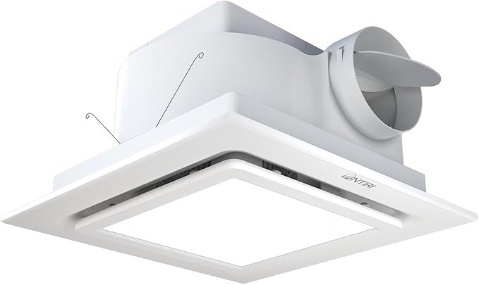 Bathroom Exhaust Fan with Light, 12 INCH, Upgraded Quiet Square Vent Fans with LED Light, 141 CFM, for Bathroom, Office, Home by VENTIRIBathroomExhaustFan