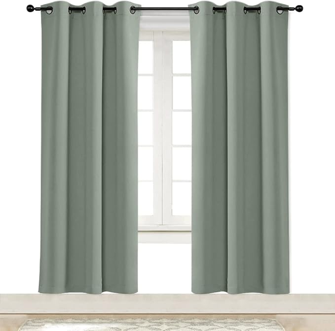 NICETOWN Blackout Curtain Blind for Bedroom, Single Panel, W34 x L72 inches, Greyish Green, Thermal Insulated Grommet Blackout Room Darkening Drape/Drapery by NICETOWN