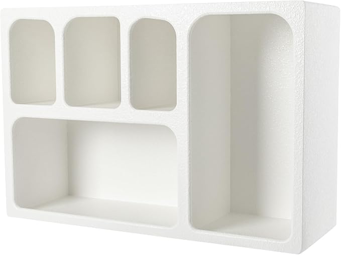 5-Compartment White Arched Floating Cabinet, Modern Geometric MDF Wall-Mount Storage Unit, Wall Mounted Storage Organizer for Bathroom, Living Room, Bedroom & Office Décor - Image 7