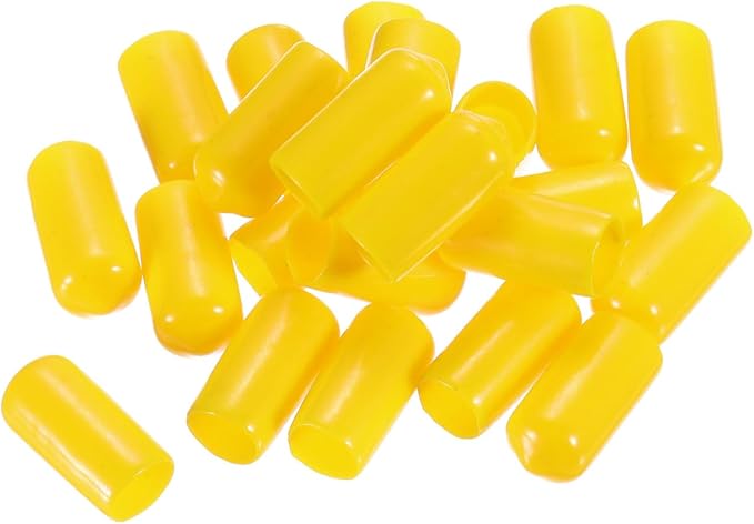 uxcell 20pcs Rubber End Caps 9.5mm(3/8") ID Vinyl PVC Round Tube Bolt Cap Cover Screw Thread Protectors Yellow - Image 4