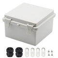 Zulkit Junction Box ABS Plastic Dustproof Waterproof IP65 Electrical Boxes Hinged Shell Outdoor Universal Project Enclosure with 2 Cable Glands 5.9 x 5.9 x 3.5 inch (150x150x90 mm) by Zulkit
