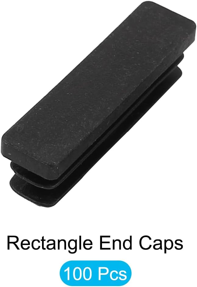 METALLIXITY Rectangle End Caps (30 x 10mm) 100Pcs, Plastic Rectangle Tube Inserts Threaded End Blanking Caps Protector - for Furniture Table Chair Legs, Black - Image 5