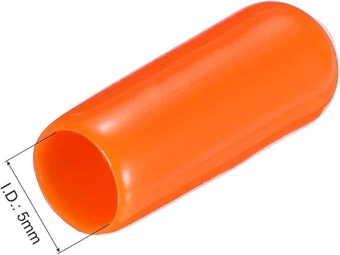 uxcell 20pcs Rubber End Caps 5mm(3/16") ID Vinyl PVC Round Tube Bolt Cap Cover Screw Thread Protectors,Orange - Image 3