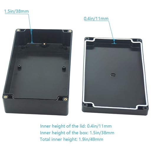 Junction Box, Zulkit Project Box IP65 Waterproof Outdoor Box ABS Plastic Electrical Boxes Electronic Enclosure Black 7.9 x 4.7 x 2.2 inch(200 x 120 x 56 mm)(Pack of 2) - Image 6
