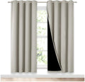 NICETOWN 100% Blackout Window Curtain Panels, Full Light Blocking Drapes with Black Liner for Nursery, 72-inch Drop Thermal Insulated Draperies (Natural, 2 Pieces, 52-inch Wide Per Panel) by NICETOWN