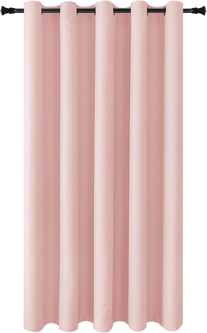DWCN Blackout Curtain Panel for Bedroom - Thermal Insulated Energy Saving Grommet Blackout Drapery for Girls Patio Door, Room Divider Long Curtain, Blush Pink, W72 by L72, 1 PC - Image 7