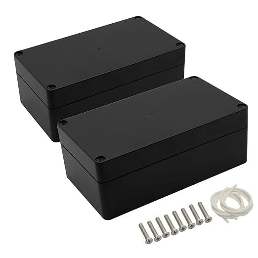 LeMotech Project Box ABS Plastic Junction Box IP65 Waterproof Electrical Boxes Universal Enclosure Black 6.2X 3.5X 2.4 inch (158x90x60mm)（Pack of 2） by LeMotech