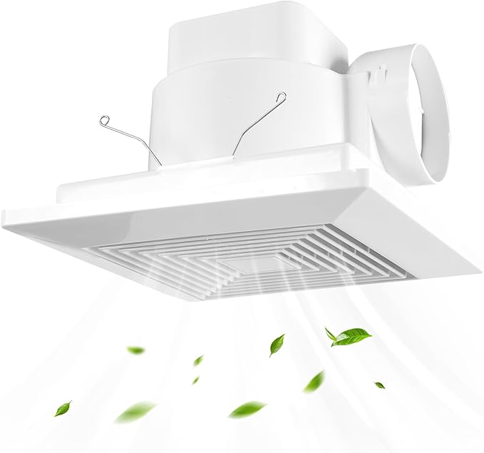 8 Inch Bathroom Exhaust Fan, Square 110 CFM 1.0 Sones Ultra Quiet Bathroom Vent Fan for Ceiling Mount, 110V-220V Bath Vent Extractor for 8.07" Ceiling Opening by Unknown