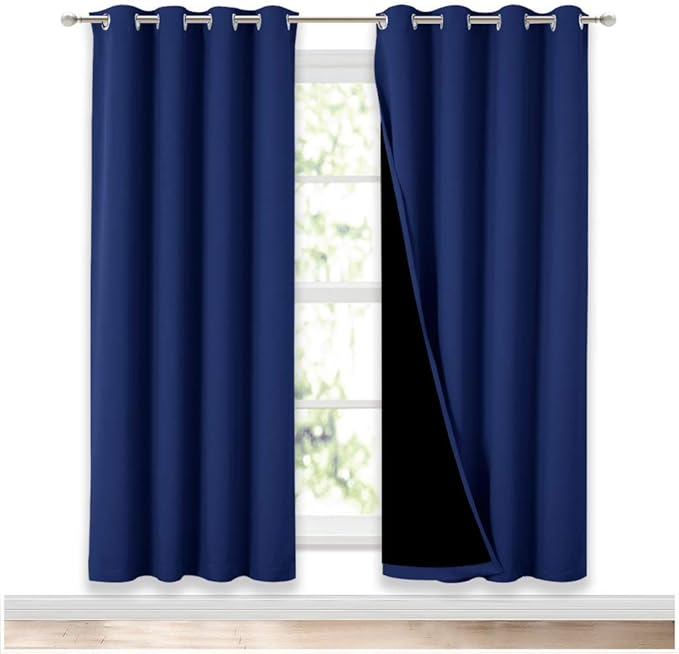 NICETOWN Full Shade Curtain Panels, Pair of Energy Smart & Noise Blocking Out Blackout Drapes for Apartment Window, Thermal Insulated Guest Room Lined Window Dressing(Royal Blue, 52 x 72 inch) by NICETOWN