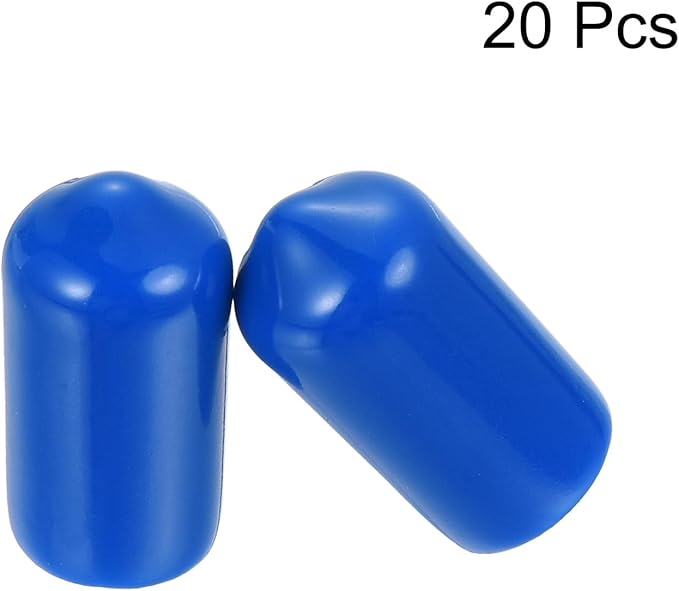 uxcell 20pcs Rubber End Caps 9mm ID Vinyl PVC Round Tube Bolt Cap Cover Screw Thread Protectors Blue - Image 2