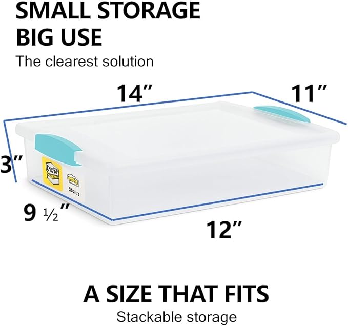Tribello Plastic Storage Containers With Lids For Organizing, 6 Quarts - (Large - 14 x 11 x 3) - Image 2