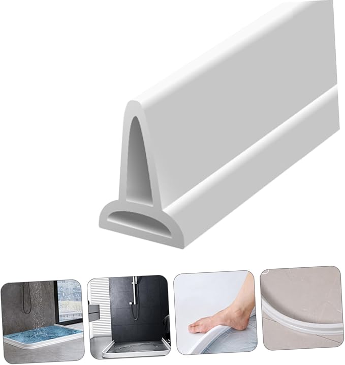 Self-Adhesive Water Retaining Strip Silicone Bathroom Shower Room Strip White for Dry Wet Separation - Image 4