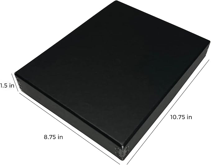 Lineco Museum Archival Storage Box, 8.75x10.75x1.5 in. Drop Front Design. Acid-Free with Metal Edge. Organize Photos, Pictures, Prints, Documents, Crafts, DIY. Black, 1 Pack - Image 2