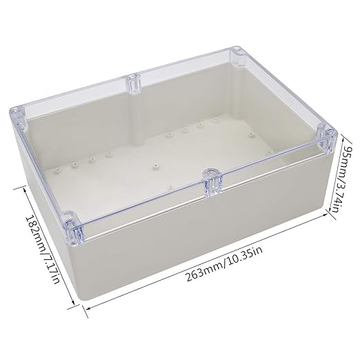 LeMotech ABS Plastic Junction Box Dustproof Waterproof IP65 Electrical Enclosure Box Universal Project Enclosure Grey with PC Transparent Clear Cover 10.4 x 7.2 x 3.7 inch (263 x 182 x 95 mm) - Image 2