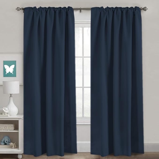 H.VERSAILTEX Blackout Curtains Thermal Insulated Window Treatment Panels Room Darkening Blackout Drapes for Living Room Back Tab/Rod Pocket Bedroom Draperies, 52 x 96 Inch, Navy Blue, 2 Panels - Image 2