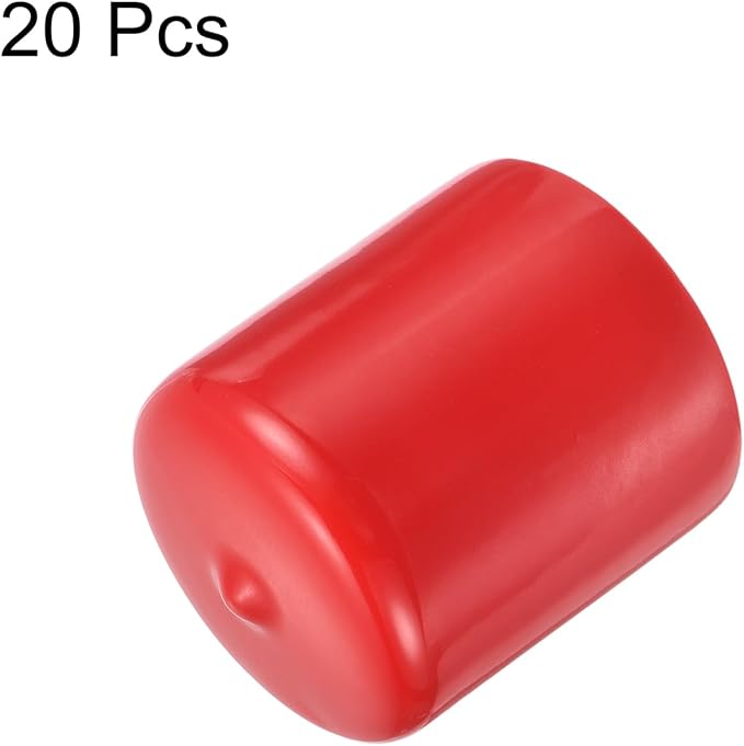 uxcell 20pcs Rubber End Caps 37mm ID Vinyl Round Tube Bolt Cap Cover Thread Protectors Red - Image 2