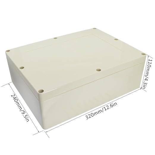 LeMotech Waterproof Dustproof IP65 ABS Plastic Junction Box Universal Electric Project Enclosure Pale Gray 12.6 x 9.45 x 4.33 inch (320 x 240 x 110 mm) - Image 2