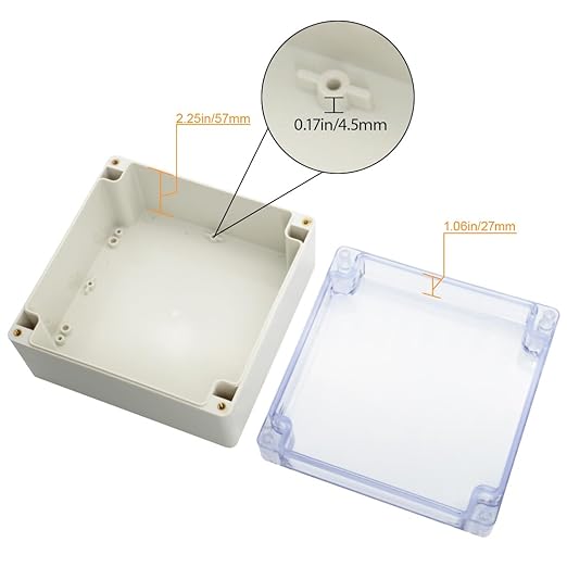 LeMotech ABS Plastic Junction Box Dustproof Waterproof IP65 Electrical Enclosure Box Universal Project Enclosure Grey with PC Transparent Clear Cover6.3 x6.3 x3.54 inch(160 x 160 x 90 mm) - Image 4