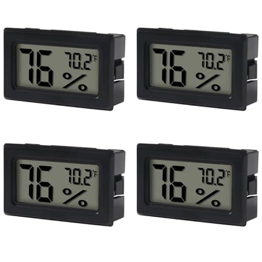 4 Pack Mini Hygrometer Thermometer Digital Electronic Temperature Humidity Meters Gauge Indoor Humidity Monitor LCD Display Fahrenheit (℉) for Greenhouse,Garden,Cellar,Closet,Humidors by DWEII