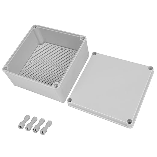 Junction Box，6.9"x 6.9"x 3.9" Outdoor Electrical Box with Mounting Plate, IP67 Dustproof Waterproof ABS Plastic Project Box, DIY Electrical Enclosure Gray (175x 175x 100 mm) by HoHaing