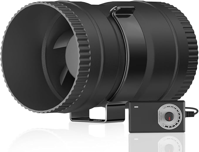 Hon&Guan 3 Inch Inline Blower Fan with Speed Controller 120 CFM with 20W Ultra-Low Power and Low Noise by HonGuan