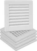5-Pack 4" x 4" (Outer Size) Square Air Vent Cover – White Plastic Vent Deflector - Screen Mesh, Surface Mount Wall Ceiling – Cold Air Return Soffit Air Vent Cover - Register Indoor Outdoor by Unknown