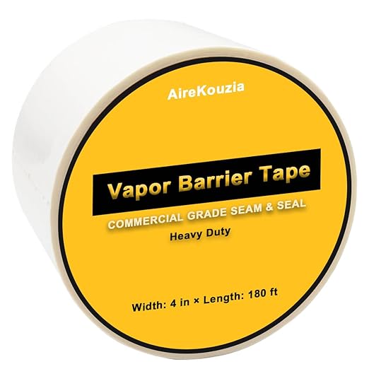 Crawl Space Vapor Barrier Tape - 4 inch x 180Ft Roll Strength Seal for Polyethylene Moisture Barriers & Insulation Tape, White Seam Tape - Image 7