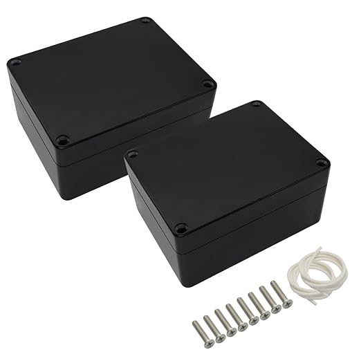 LeMotech ABS Plastic Electrical Project Case Power Junction Box, Project Box Black 4.5" x 3.5" x 2.2" (115 x 90 x 55 mm)(Pack of 2) by LeMotech