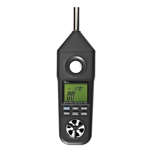 Sper Scientific Environmental Quality Meter with Sound 850069 – Air Speed, Temperature, Humidity, Light & Sound Meter, Thermocouple Probe, Dual LCD Display - 4 pc by SperScientific