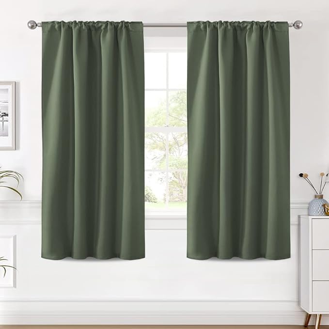 H.VERSAILTEX Blackout Curtains Thermal Insulated Window Treatment Panels Room Darkening Blackout Drapes for Living Room Back Tab/Rod Pocket Bedroom Draperies (2 Panels, Bronze Green, 42 x 63 Inch) - Image 2