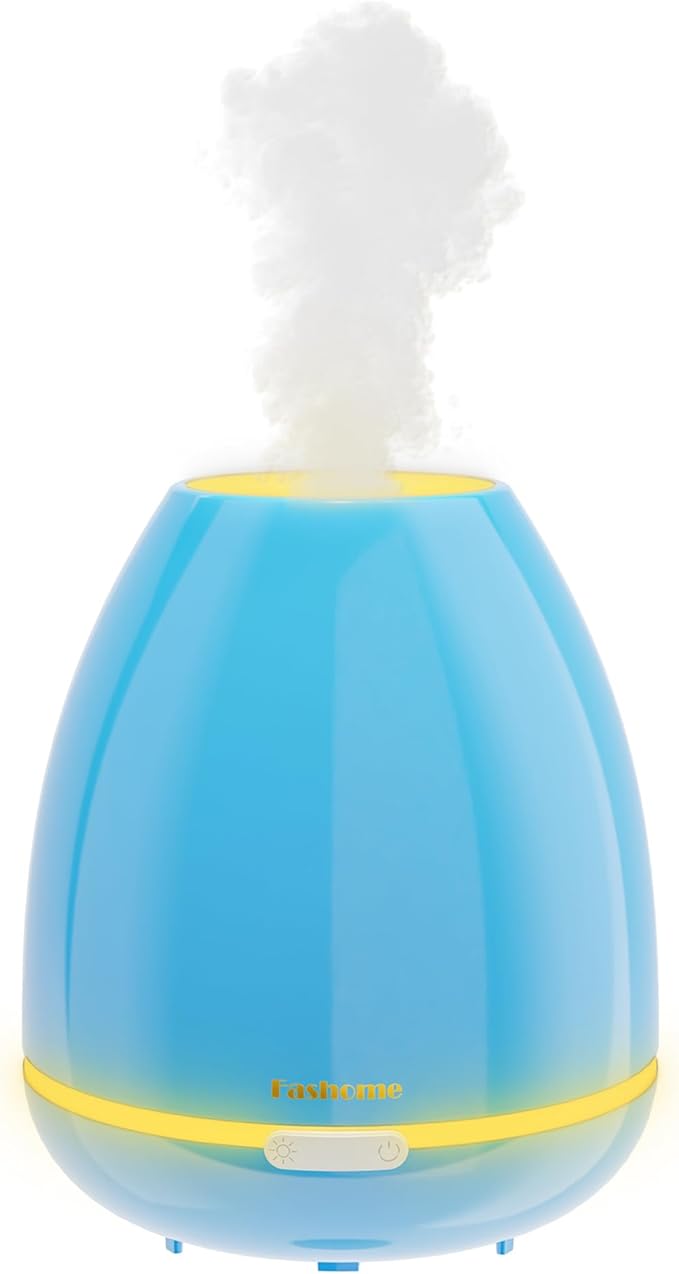 300ml Essential Oil Diffuser & Cool Mist Humidifier - Ultra-Quiet Ultrasonic Aromatherapy for Bedroom, 7 Color Night Light, BPA-Free, Auto Shut-Off, Up to 12H Continuous Mist(Blue) by Fashome
