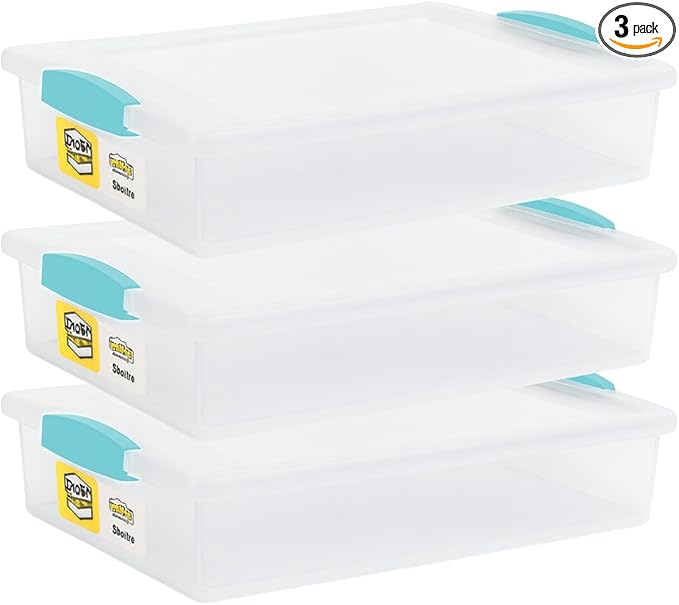 Tribello Plastic Storage Containers With Lids For Organizing, 6 Quarts - (Large - 14 x 11 x 3) by Tribello