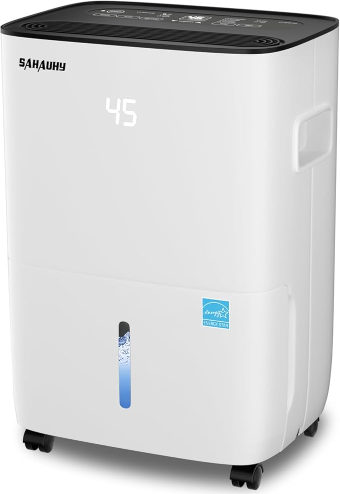 SAHAUHY 120 Pints ENERGY STAR Dehumidifier for Home Bedroom Garage Basement Stockroom and Large Room Spaces up to 6,200 Sq. Ft with Drain Hose and Water Tank by SAHAUHY