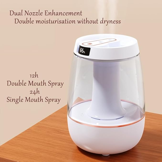 Humidifier for Bedroom,3 Liter Cool Mist Humidifier, Silent dual-nozzle humidification with a soothing night light. Water Shortage Auto Shut Off, For Large Rooms,Nurseries and Plants - Image 4