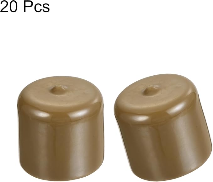 uxcell 20pcs Rubber End Caps 34mm ID Vinyl PVC Round Tube Bolt Cap Cover Screw Thread Protectors Light Brown - Image 2
