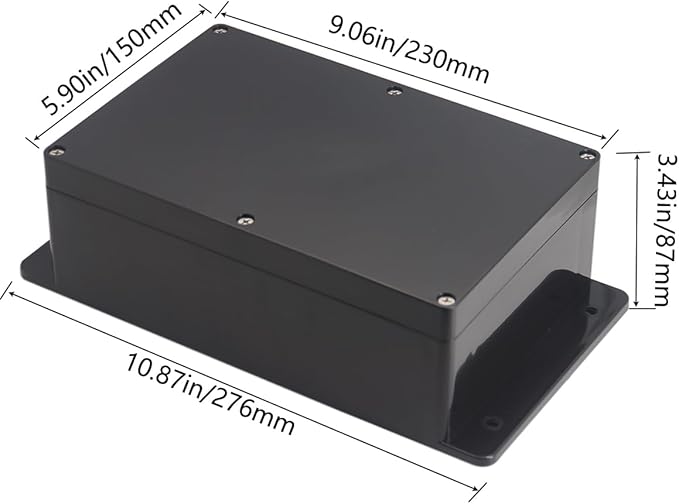 Project Box ABS Plastic Black Electrical Boxes IP65 Waterproof DIY Electronic Junction Box Power Enclosure with Fixed Ear 9.1x5.9x3.4inch (230x150x87 mm) - Image 2