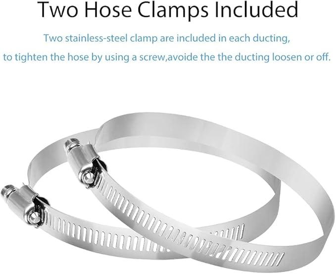 YIJUHOU 4 Inch 5 Feet Air Ducting, Flexible Aluminum Dryer Vent Hose for HVAC Ventilation, Fan Filter and Grow Tent, 2 Clamps Include (White) - Image 5