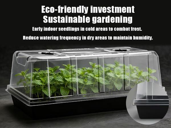 10 Pack 6.3" Tall Humidity Domes for 1020 Trays, Extra Strength Seed Starter Covers with 2 Adjustable Vents, Clear Plastic Propagation Cloning Lids for Germination & Microgreens, BPA-Free - Image 7