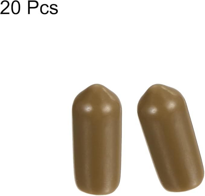 uxcell 20pcs Rubber End Caps 6mm(1/4") ID Vinyl PVC Round Tube Bolt Cap Cover Screw Thread Protectors Light Brown - Image 2
