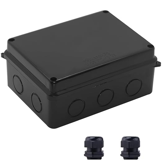 Electrical Box, Outdoor Waterproof Box IP65 Junction Box with Reserved Holes,ABS Plastic Project Box Power Cord Enclosure Black 5.9 x 4.3 x 2.8 inch(150x110x70mm) by LuSumtly